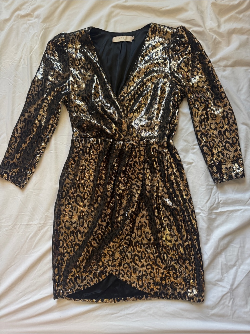 ASTR Sequin Animal Print Mini Dress